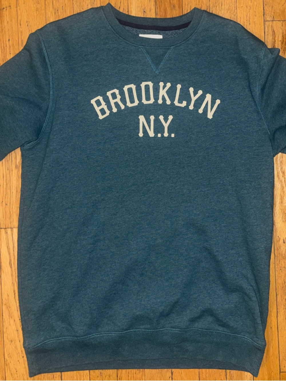 Old Navy Brooklyn NY Collegiate Graphic Crewneck Sweatshirt - Teal - Large